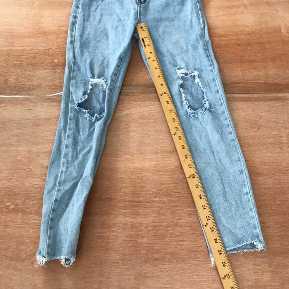 Monkey Ride Original Vintage Jean Women 13/31 Blue Mid Rise Distressed Destroyed - Picture 7 of 11